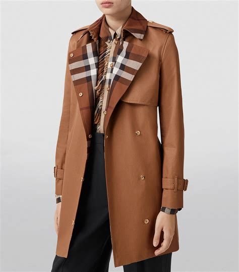 burberry printed silk-paneled cotton-gabardine trench coat|Burberry gabardine vintage check.